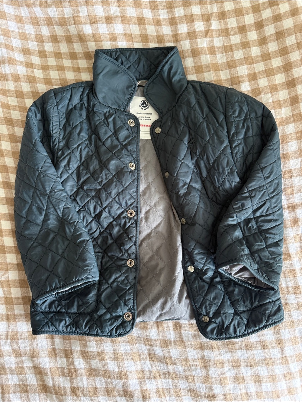 Petit Bateau Quilted Jacket in Dark green/ teal 36 months/3T
